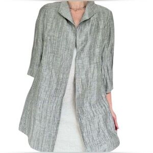 Eileen Fisher Silver Linen Crinkle Jacket